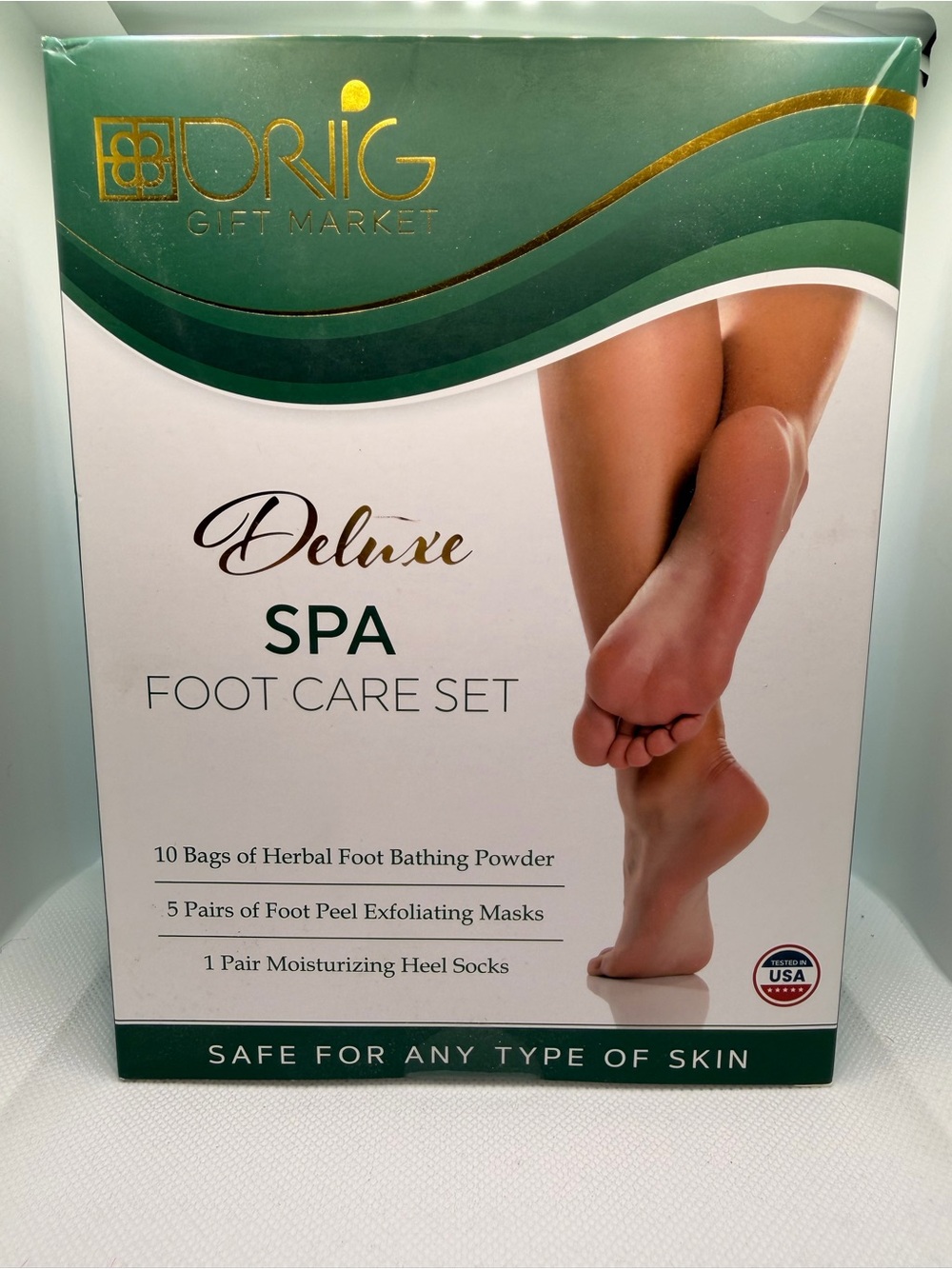 Orig Deluxe Spa Foot Care Set - Green & White Packaging